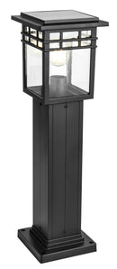 LÁMPARA BOLARDO EXTERIOR CON 2 OPCIONES 1XE27 Y PANEL SOLAR 3W CCT: 30K.40K.60K, INCLUYE CONTROL REMOTO, GRADO DE PROTECCION IP43.