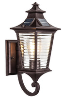 LÁMPARA DE PARED EXTERIOR CON 2 OPCIONES 1XE27 3W LED O PANEL SOLAR 3W, INCLUYE CONTROL REMOTO, BATERIA 3.7V 2200HA,