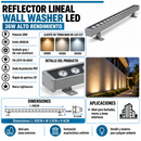 Reflector Lineal Wall Washer Con Luz Led 36W Acabado Gray/Die Cast Aluminium.