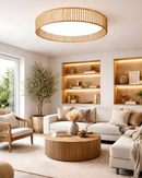 Lámpara De Techo Con Luz Led 20W Acabado Light Wood /Ratan Acrílico.