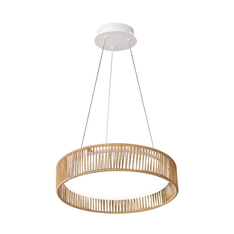 LÁMPARA COLGANTE DECORATIVA LED 38W  ACABDO LIGHT WOOD/ RATAN ACRILICO.