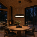 Lámpara Colgante Con Luz Led 38W Acabado Black /Ratan Acrílico.