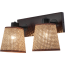 LÁMPARA DE PARED DECORATIVA 2XE27-40W, 100-240V, 50-60HZ, IP20, ACABADO MADERA OSCURA.