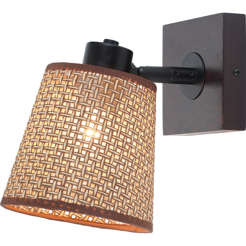 LÁMPARA DE PARED DECORATIVA 1XE27-40W, 100-240V, 50-60HZ, IP20, ACABADO MADERA OSCURA.