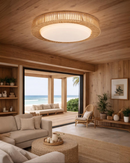 Lámpara De Techo Con Luz Led 20W Acabado Light Wood / Ratan Acrílico.