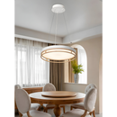 LÁMPARA DE TECHO COLGANTE  DECORATIVA LED, 38W, INTERRUPTOR PARA AJUSTE DE TONALIDAD DE LUZ CCT 30K, 40K,60K, 110-240V, 50-60HZ, GRADO DE PROTECCION IP20, ACABADO BLANCO.