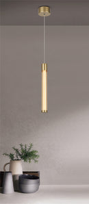 LÁMPARA DE TECHO COLGANTE DECORATIVA MODERNA LED 7W, TONALIDAD DE 3000K, 100-240V, 50-60HZ, GRADO DE PROTECCION IP20, ACABADO DORADO + VIDRIO.