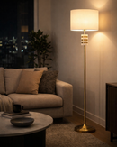 Lámpara De Pie1Xe27-60W Acabado Gold White