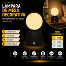 Lámpara De Mesa Decorativa Recargable Táctil Con Luz Led 2w Cct 30k, 40k, 60k Dimeable Acabado Blanco.