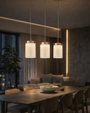 Lámpara colgante decorativa con luz led 6W acabado golden/ vidrio