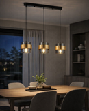 Lámpara colgante decorativa 3XE27 acababo black gold/vidrio ahumado.