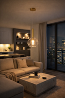 Lámpara Colgante Decorativa 1XG9-10W Acabado Gold.