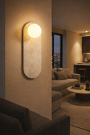 Lámpara De Pared Decorativa 1XG9-10W Acabado Piedra Travertina.