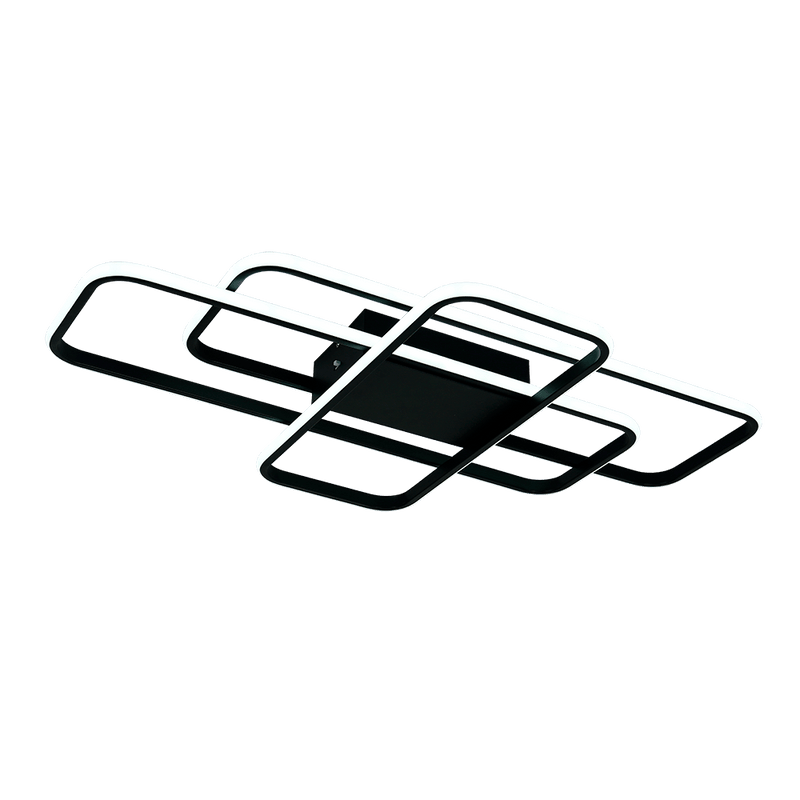 LÁMPARA DE TECHO DECORATIVO LED 62W, INTERRUPTOR PARA ELEGIR TONALIDAD DE LUZ CCT: 30K,40K,60K, 110-240V, 50-60HZ, GRADO DE PROTECCION IP20, ACABADO NEGRO.