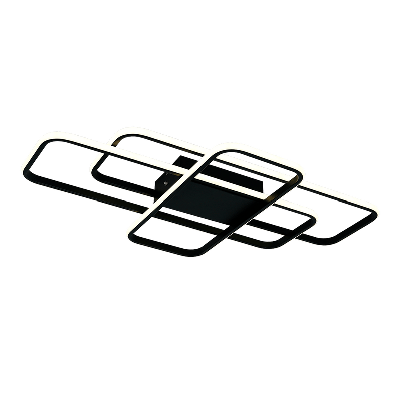 LÁMPARA DE TECHO DECORATIVO LED 62W, INTERRUPTOR PARA ELEGIR TONALIDAD DE LUZ CCT: 30K,40K,60K, 110-240V, 50-60HZ, GRADO DE PROTECCION IP20, ACABADO NEGRO.