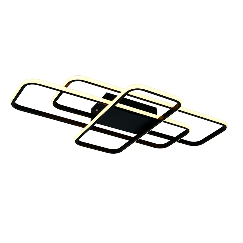 LÁMPARA DE TECHO DECORATIVO LED 62W, INTERRUPTOR PARA ELEGIR TONALIDAD DE LUZ CCT: 30K,40K,60K, 110-240V, 50-60HZ, GRADO DE PROTECCION IP20, ACABADO NEGRO.