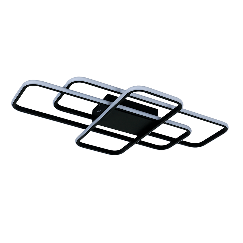 LÁMPARA DE TECHO DECORATIVO LED 62W, INTERRUPTOR PARA ELEGIR TONALIDAD DE LUZ CCT: 30K,40K,60K, 110-240V, 50-60HZ, GRADO DE PROTECCION IP20, ACABADO NEGRO.
