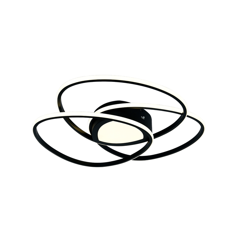 LÁMPARA DE TECHO DECORATIVA LED 61W, INTERRUPTOR PARA ELEGIR TONALIDAD DE LUZ CCT: 30K,60K, 110-240V, 50-60HZ, GRADO DE PROTECCION IP20, ACABADO NEGRO.
