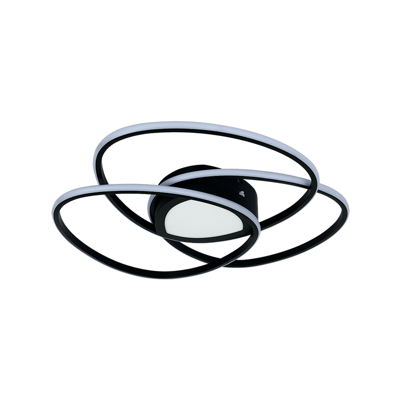 LÁMPARA DE TECHO DECORATIVA LED 61W, INTERRUPTOR PARA ELEGIR TONALIDAD DE LUZ CCT: 30K,60K, 110-240V, 50-60HZ, GRADO DE PROTECCION IP20, ACABADO NEGRO.