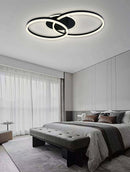 LÁMPARA DE TECHO DECORATIVA LED 56W, INTERRUPTOR PARA ELEGIR TONALIDAD DE LUZ CCT: 30K,60K, 110-240V, 50-60HZ, GRADO DE PROTECCION IP20, ACABADO NEGRO.