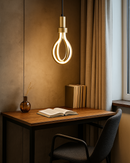 LÁMPARA DE  TECHO COLGANTE DECORATIVA LED 14W, INTERRUPTOR CCT PARA ELEGIR TONALIDAD DE LUZ: 30K - 40K -  60K, 110-240V, 50-60HZ, IP20, CRI80, ACABADO DORADO.