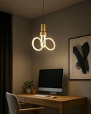 LÁMPARA DE TECHO COLGANTE DECORATIVA LED 18W, INTERRUPTOR CCT PARA ELEGIR TONALIDAD DE LUZ: 30K - 40K -  60K, 110-240V, 50-60HZ, IP20, CRI80, ACABADO DORADO.