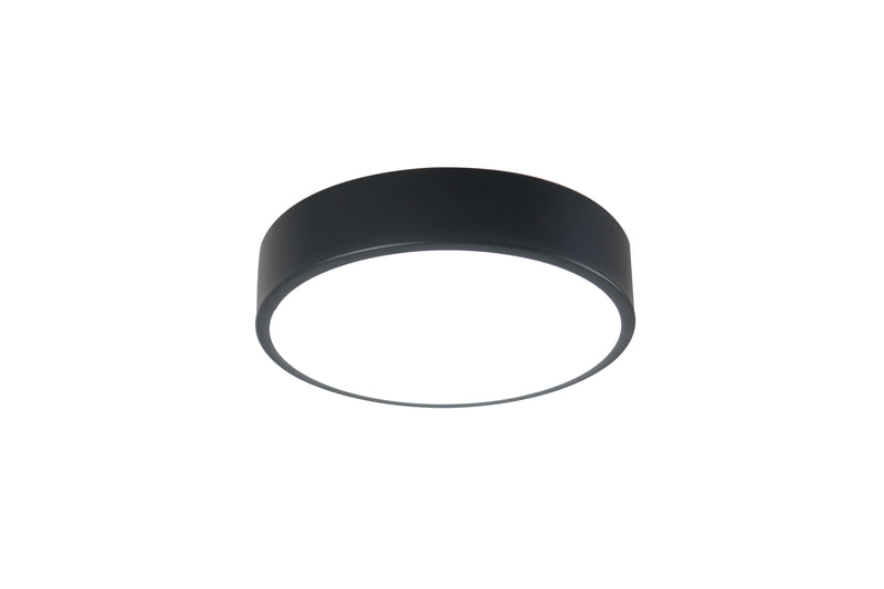 LÁMPARA DE TECHO TIPO PLAFON LED, 18W, INTERRUPTOR PARA ELEGIR TONALIDAD DE LUZ CCT: 30K,40K,60K, 110-240V, 50-60HZ, ACABADO NEGRO.