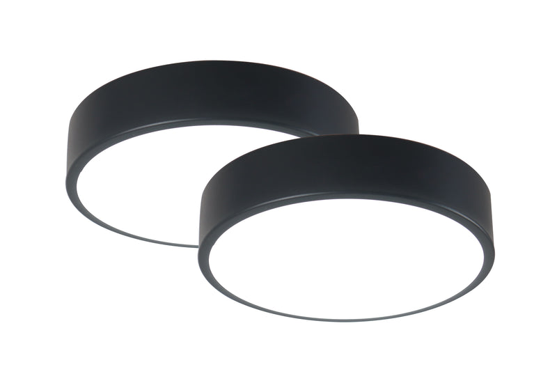 LÁMPARA DE TECHO TIPO PLAFON EMPAQUE DUO, LED 12W, INTERRUPTOR PARA ELEGIR TONALIDAD DE LUZ CCT: 30K,40K,60K, 110-240V, ACABADO NEGRO.