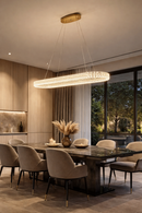 Lámpara Colgante De K9 Con Luz Led 55W Acabado Cristal + Dorado.