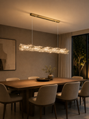 Lámpara colgante cristal K9 colgante con luz led 40W acabado golden.