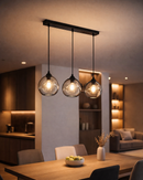 Lámpara Colgante Decorativa 3Xe27-40W (No Incluido)Acabado Black/Metal Vidrio.