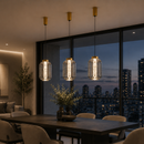 Lámpara Colgante Decorativa Con Luz Led 9W Acabado dorado.