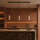 Lámpara Colgante Decorativa 3Xgu10-10W Acabado Negro + Travertino.