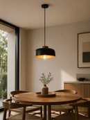 Lámpara de Techo Colgante Decorativa 1xE27-40W Acabado Negro + Dorado.
