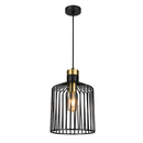 Lámpara de Techo Colgante 1xE27–40W Acabado Negro + Dorado.