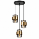 Lámpara Colgante Decorativa 3Xe27-40W Acabado Negro + Dorado.