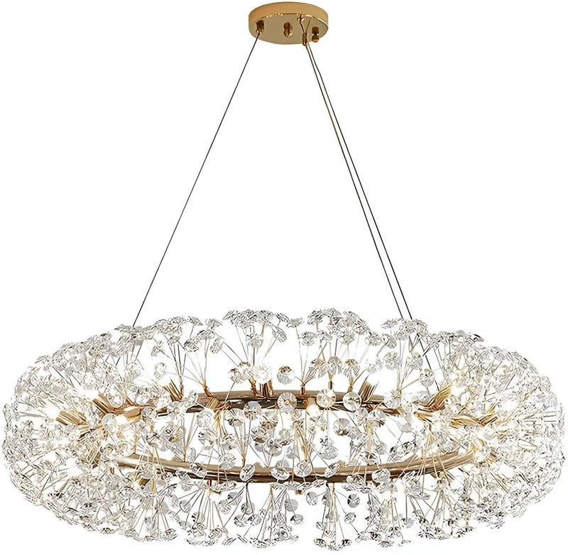LÁMPARA DE CRISTAL K9 COLGANTE DECORATIVA 12XG9-40W (NO INCLUIDO) 110-240V, 50-60HZ, GRADO DE PROTECCION IP20, ACABADO DORADO.