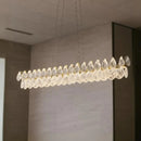 LÁMPARA DE CRISTAL K9 COLGANTE DECORATIVA LED 25W, INTERRUPTOR PARA AJUSTE DE TONALIDAD DE LUZ CCT 30K, 40K,60K, 110-240V, 50-60HZ, ACABADO DORADO.