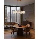 LÁMPARA DE TECHO COLGANTE DECORATIVA LED, 65W, INTERRUPTOR PARA ELEGIR TONALIDAD CCT: 3000K 4000K 6000K, 110-240V, 50-60HZ, IP20, ACABADO DORADO