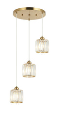 Lámpara Colgante De Cristal K9 Decorativa 3Xe27-40W Acabado Golden/ Metal.