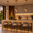 Lámpara Colgante Decorativa Led  6w 3000K 100-240V Acabado Negro + Vidrio Ahumado.