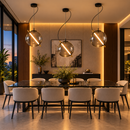 Lámpara Colgante Decorativa Led 8w 3000K 100-240V Acabado Negro + Vidrio Ahumado.