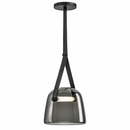 Lámpara De Techo Colgante Decorativa Led 8W 3000K 100-240V Acabado Negro + Vidrio Ahumado.