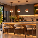 Lámpara De Techo Colgante Decorativa Led 12W 3000K 100-240V Acabado Madera Oscura.