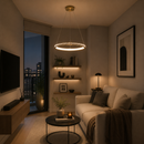 Lámpara De Techo Colgante LED 42W Acabado Dorado.