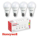 SET DE 4 FOCOS LED A19, 6W, E27, 600LM, TONALIDAD DE LUZ CALIDA 3000K, 100-240V, 50-60HZ, CRI80, CE-LVD, ACABADO BLANCO.