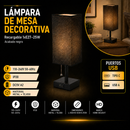 Lámpara de Mesa Decorativa Recargable 1xE27–25W Acabado Negro.
