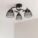 LÁMPARA DE TECHO  DECORATIVA 3XE27-40W, 110-240V, 50-60HZ, GRADO DE PROTECCION IP20, ACABADO NEGRO.