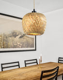 LÁMPARA DE TECHO COLGANTE DECORATIVA 1XE27-60W,110-240V, 50-60HZ, GRADO DE PROTECCION IP20, ACABADO BAMBU.