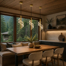 Lámpara Colgante Decorativa Con Luz Led 3.5W, Acabado Golden/Metal Acrílico.